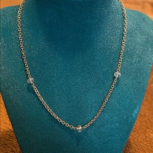 Gold Chain Necklace with Clear Bead Accents